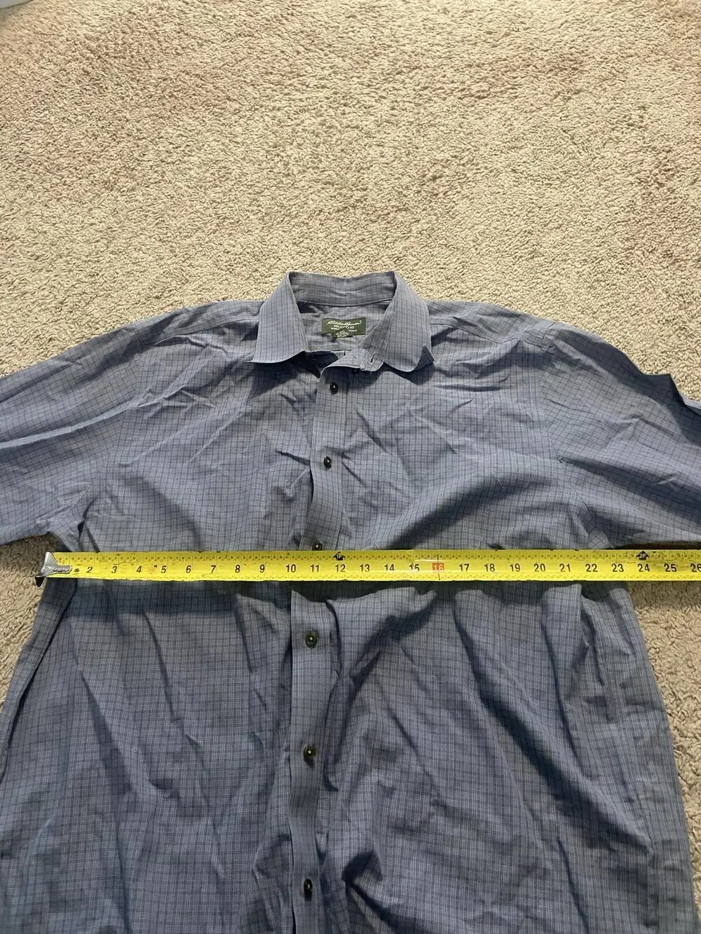 Eddie Bauer Shirt Mens XL Blue Check Wrinkle Resistant Long Sleeve Button Up